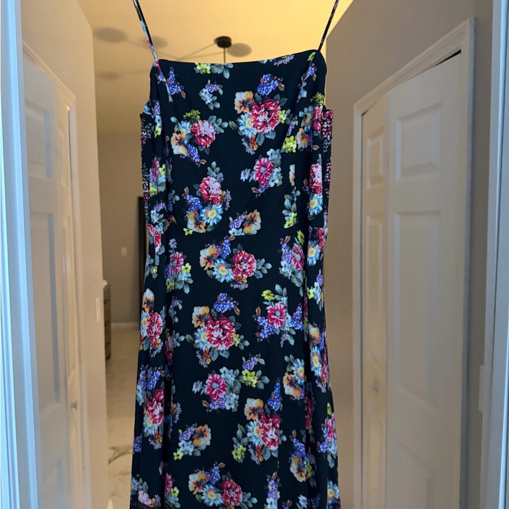 Alice + Olivia Black Strapless Floral Maxi Dress